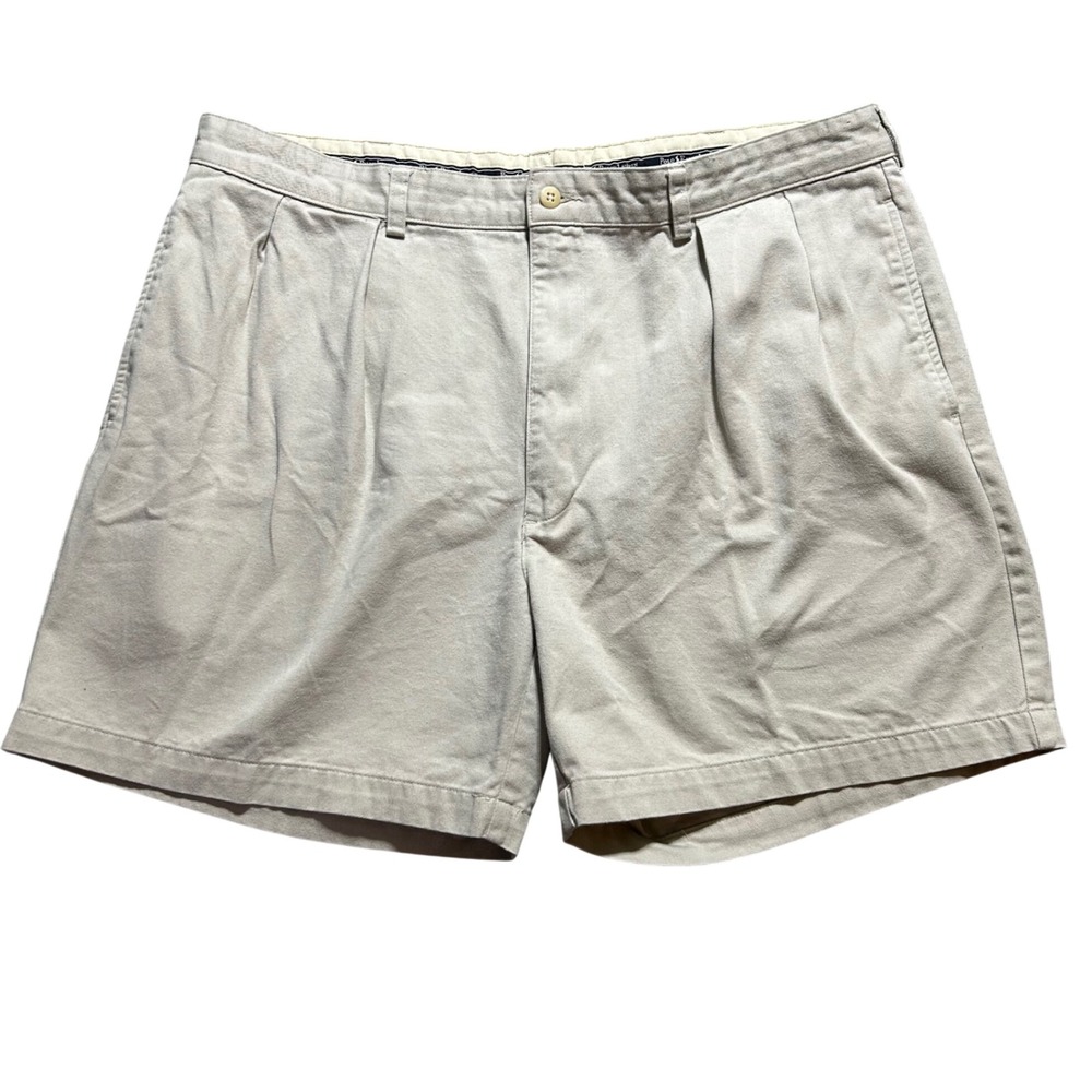 Polo Ralph Lauren Andrew Short Mens 40 VTG Y2K Tan Pleated Chino Cotton